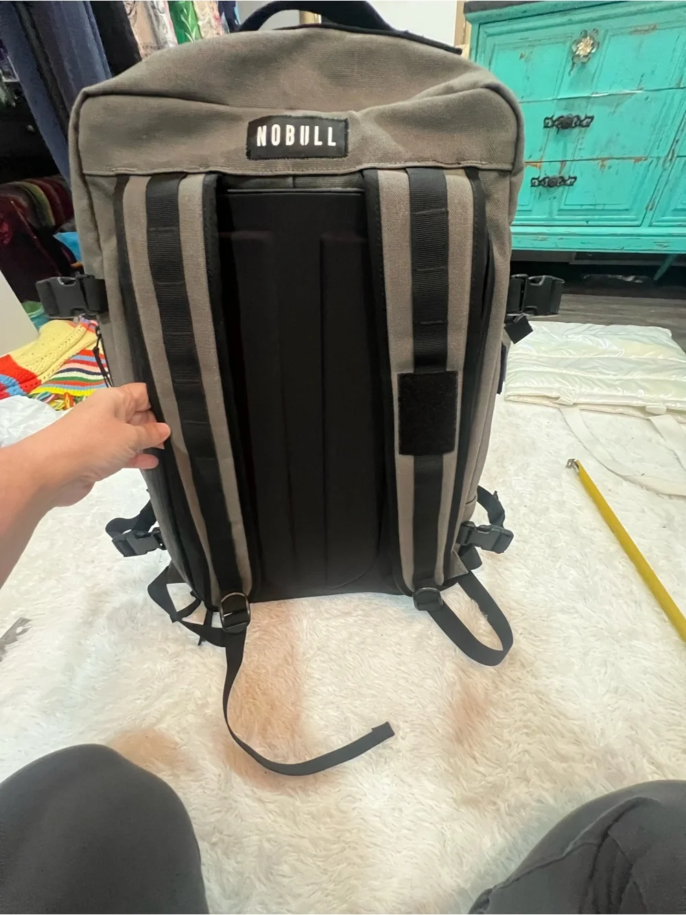 NOBULL Gray Wax Canvas Backpack with Black Logo
